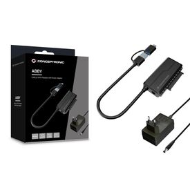Conceptronic ABBY21B USB 3.0 SATA Adapter with Power Adapter, 2.5