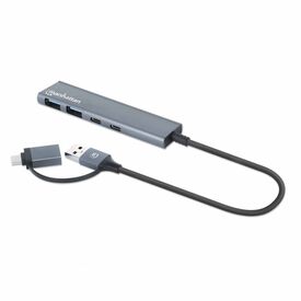 Manhattan 4Port USB AC Hub 2x USBA USBC Ports Hub 181075