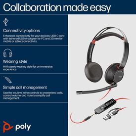 headset - on-ear - wired - USB-C, 3.5 mm jack - black - | 93S88AA