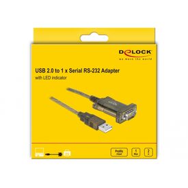 Delock Adapter USB 2.0 Type-A &gt 1 x Serial DB9 RS-232 - | 64073