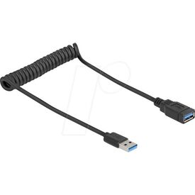 Delock USB 5 Gbps Spiralkabel Typ-A Stecker zu Buchse 0.4 | 90367