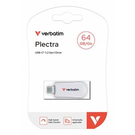 Verbatim PLECTRA USBC FLASH DRIVE WHITE 64GB 64 30228