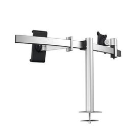 - Adjustable table mount for 1 monitor and 1 tablet