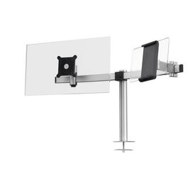 - Adjustable table mount for 1 monitor and 1 tablet