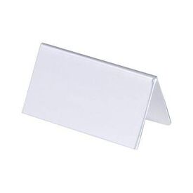 Durable Clear Plastic Table Place Name Holders and Inserts 25 Pack 52x100mm