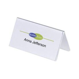 Durable Clear Plastic Table Place Name Holders and Inserts 25 Pack 52x100mm