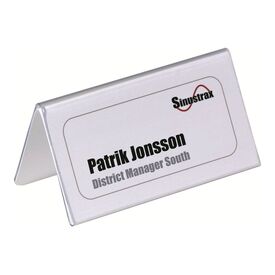 Durable Clear Plastic Table Place Name Holders and Inserts 25 Pack 52x100mm