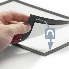 Durable DURAFRAME Self Adhesive Magnetic Signage Frame A3 Silver