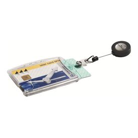 Durable Enclosed 2 Card Badge Reel Security Pass ID Holders  25 Pack  Clear