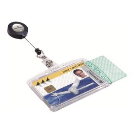 Durable Enclosed 2 Card Badge Reel Security Pass ID Holders  25 Pack  Clear