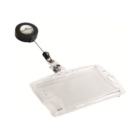 Durable Enclosed 2 Card Badge Reel Security Pass ID Holders  25 Pack  Clear