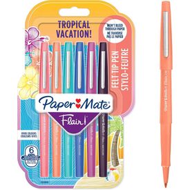 Paper Mate Flair Felt Tip Pens, Medium Point (0.7mm), Tropical Colours, 6Pcs
