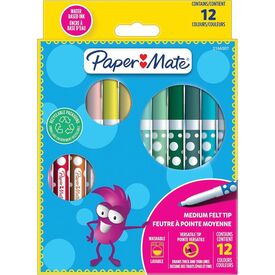 Paper Mate Kids Color Felt Pens, Washable Ink, 12 Felt-Tip Pens