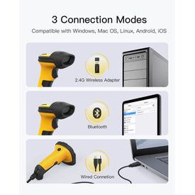 Inateck AI 2.4GHz Wireless Barcode Scanner with 60m Range