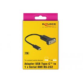 Delock / USB / serial cable / 24 pin USB-C (M) to DB-9 (M | 63908