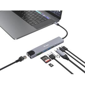 Equip USB-C 8 in 1 Multifunctional Adapter, Wired, USB T | 133497