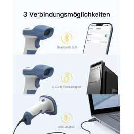 Inateck BCST-73 1D 2D barcode scanner BCST73_WHITE BLUE