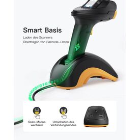 Inateck Pro 8 Bluetooth 5.3 1D 2D barcode scanner, with touchscreen black