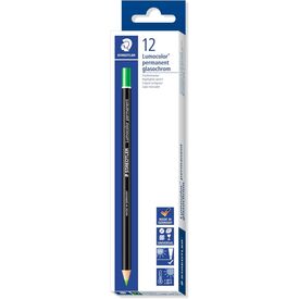 Staedtler Lumocolour Permanent Glasochrom Pencil - Green (Box of 12)