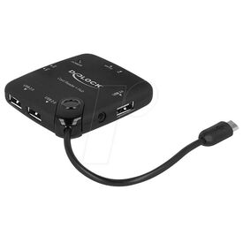 Delock Micro USB OTG Card Reader + 3 port USB Hub Card 65529