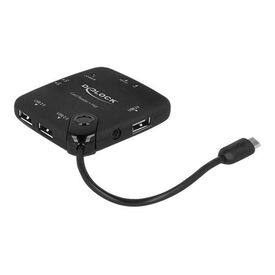 Delock Micro USB OTG Card Reader + 3 port USB Hub Card 65529