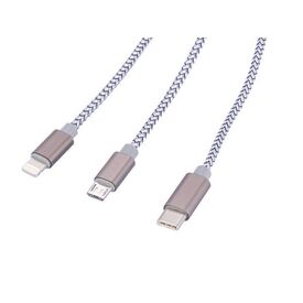 TROIKA CBL30/GY / 1 m / USB C / USB C/Micro USB-A/Lightning / Gre