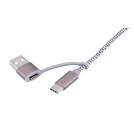 TROIKA CBL30/GY / 1 m / USB C / USB C/Micro USB-A/Lightning / Gre