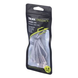 TROIKA CBL30/GY / 1 m / USB C / USB C/Micro USB-A/Lightning / Gre