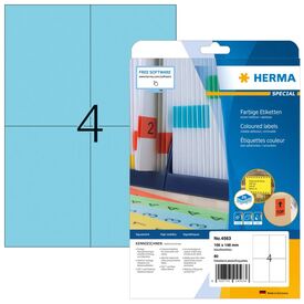 HERMA 4563 Blue Rectangle A4 Universal Matte LaserInkjet 4563