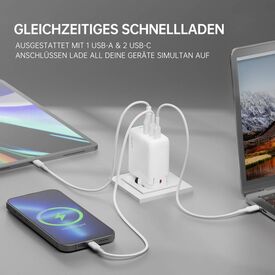 4smarts Charger GaN Flex 65W 2 USB-C+1 USB-A white