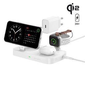 4smarts Qi2 Charging Station Trident with Charger for Apple Watch, white