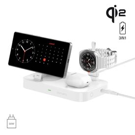 4smarts Qi2 Charging Station Trident with Charger for Samsung Watch, white