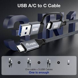 Equip 2 in 1 USB 3.2 Gen 2x2 C to C A cabl 128432