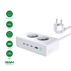 4smarts Desk Charger GaN 65W with AC sockets, white