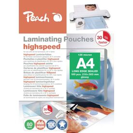 Peach HighSpeed Laminating Pouches A4, 80 mic, highspeed, PP580-22, set of 100