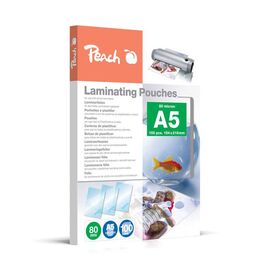 Peach Laminating Pouches A5, 80 mic, glossy, PP580-03, set of 100