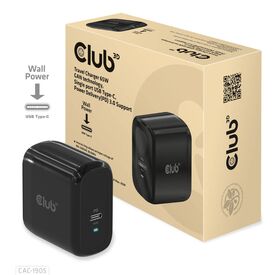 CLUB3D Travel Charger 65W GAN technology, Single por | CAC-1905EU