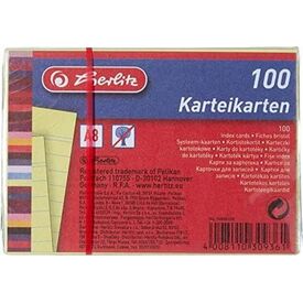 Herlitz index cards, A8, lined, yellow, 100 sheets, pack of 100 10836328