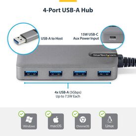 StarTech.com / Hub / 4 x USB 3.2 Gen 1 + 1 x US | 5G4AC-USB-A-HUB