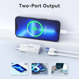 Equip 2-Port 30W GaN Slim USB PD Charger, USB-C x1, USB- | 245523