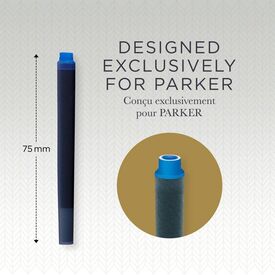 Parker Quink large-capacity washable blue ink cartridge, 5-pack