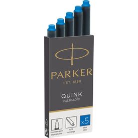 Parker Quink large-capacity washable blue ink cartridge, 5-pack
