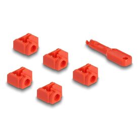 Delock LAN port blocker with key red (pack of 20928
