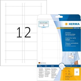 HERMA Inserts for name badges A4, 75 x 40 mm, white 9010