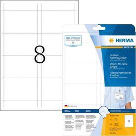 HERMA Inserts for name badges A4, 90 x 60 mm, white, 9012