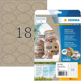 HERMA Labels made of silphie paper A4, 63,5 x 42,3 mm, natural-brown, 10763