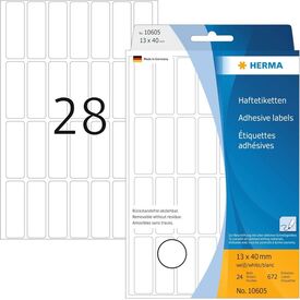 HERMA Removable multi-purpose labels, 13 x 40 mm, white 10605