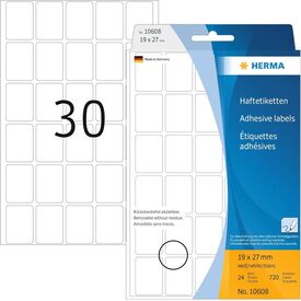HERMA Removable multi-purpose labels, 19 x 27 mm, white, 10608