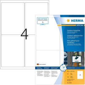 HERMA Weatherproof outdoor film labels A4, 99,1 x 139 mm, white, 9539