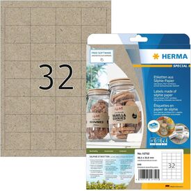 HERMA  Brown Rectangle Permanent 48.3 x 33.8 mm A4 10752